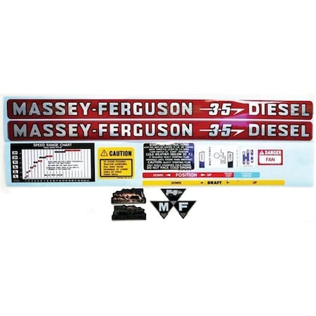 Aftermarket New Complete Deluxe Decal Set Fits Massey Ferguson Tractor 35 Diesel MF Tractors MAE30-1334